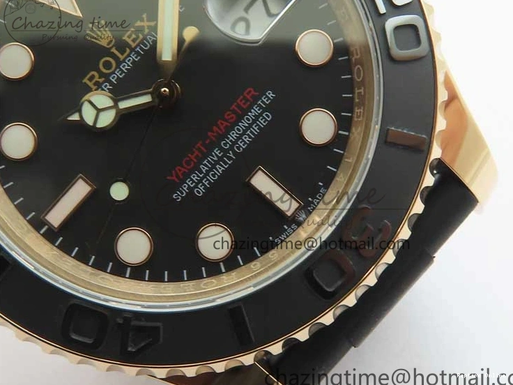 0405 Yacht-Master 126655 RG 3EF 1:1 Best Edition Black Ceramic Bezel on Black Rubber Strap VS Reliable 2488